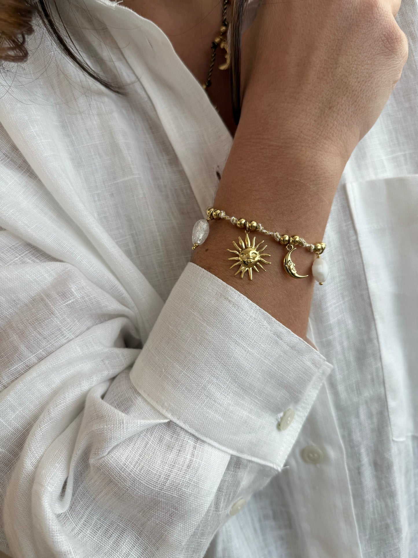 Almée - le bracelet - Multi Pampilles - beige ou noir