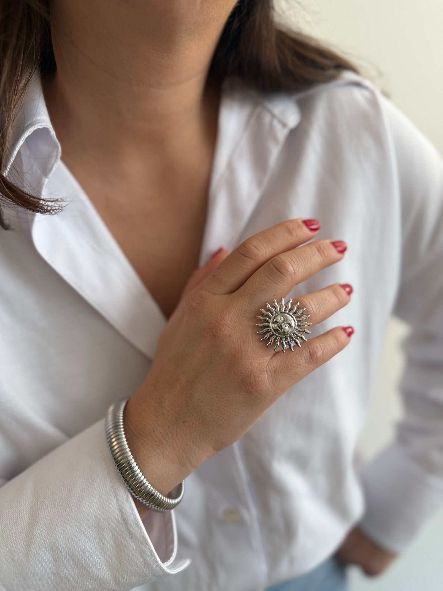 Big bague Soleil - doré ou argent