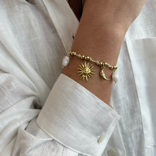 Almée - le bracelet - Multi Pampilles - beige ou noir