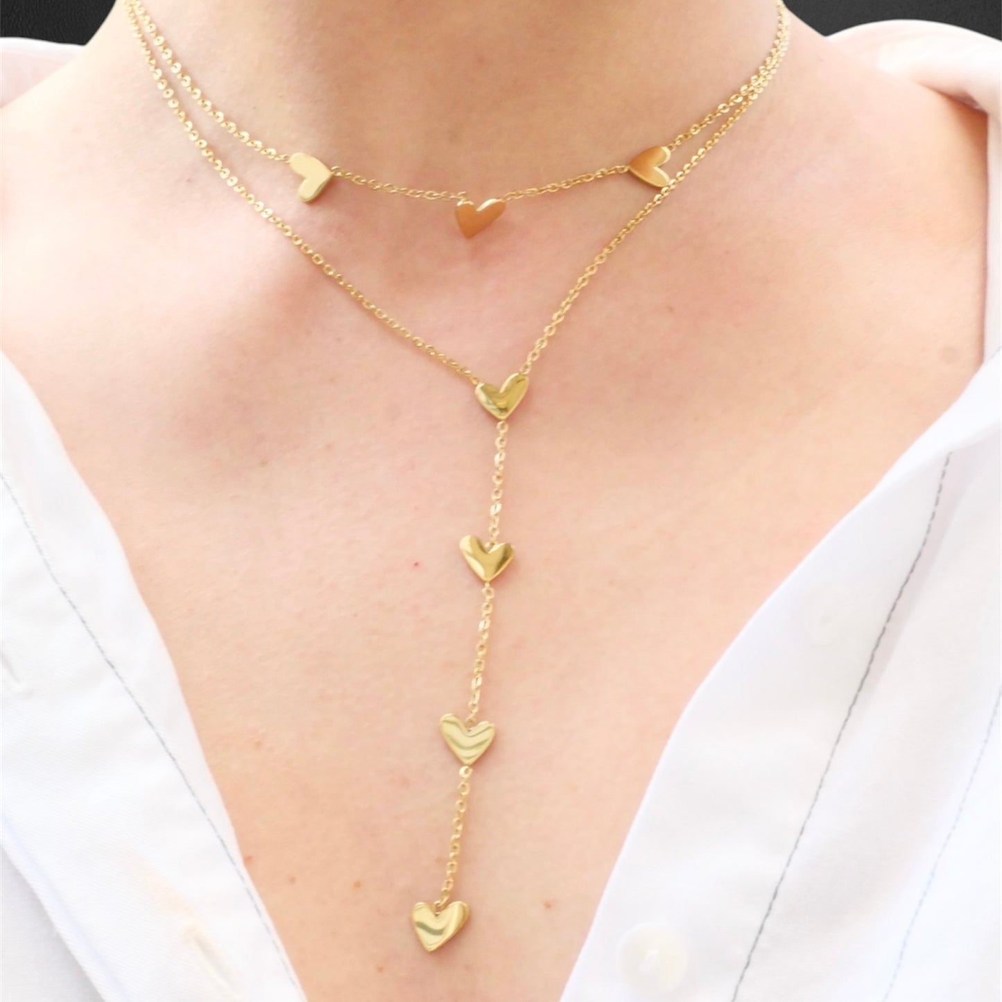 Cassia - double rang pendant - doré ou argent