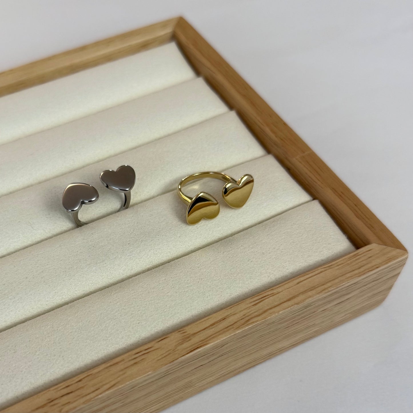 Bague Double Coeur - doré ou argent