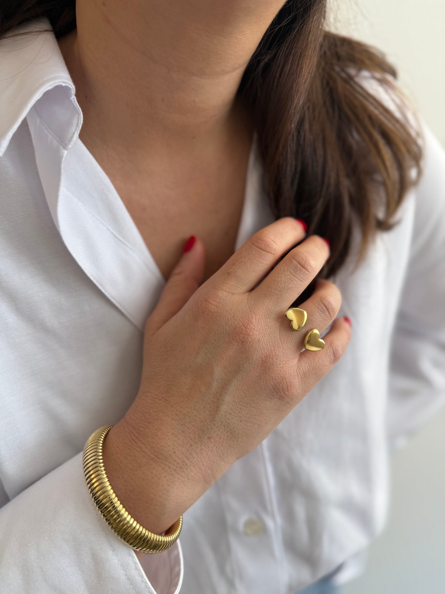 Bague Double Coeur - doré ou argent