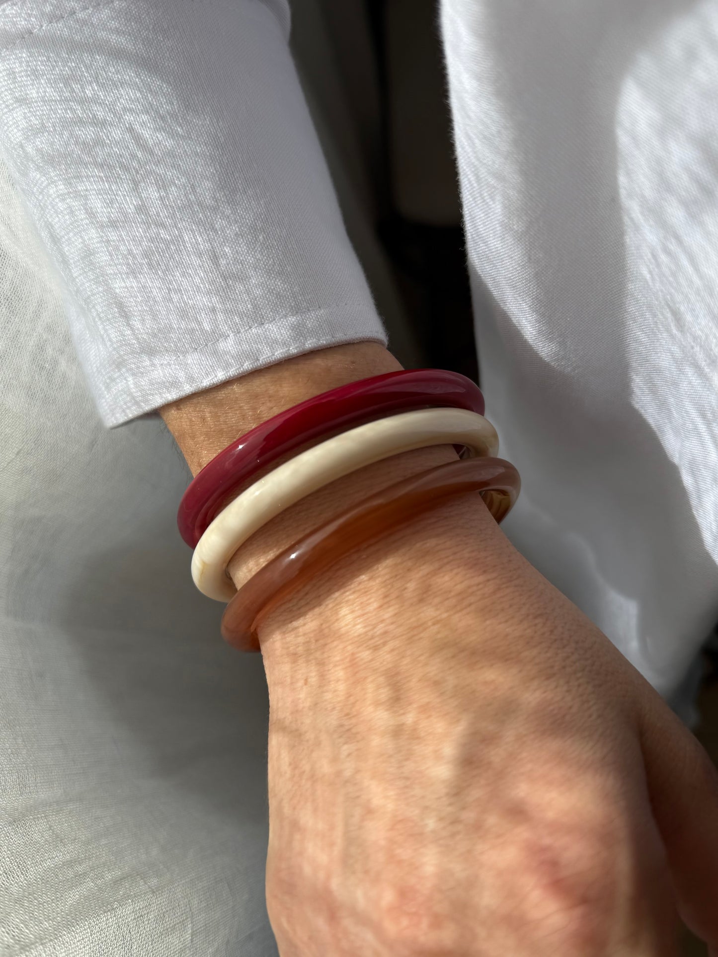 Calina - Lot de 3 Joncs Résine ( 8mm ) marron, bordeaux et beige