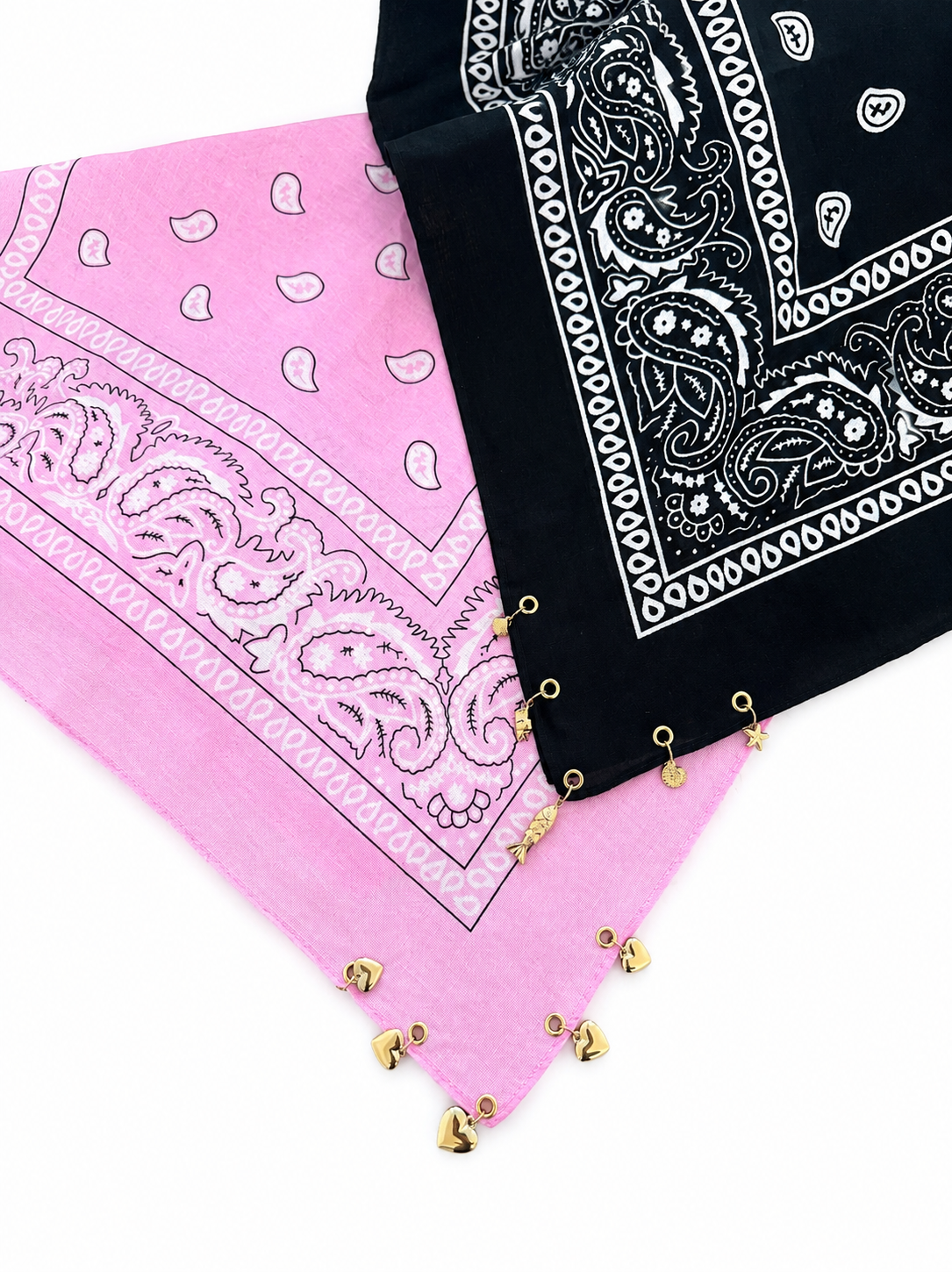 Bandana à pampilles - noir ou rose