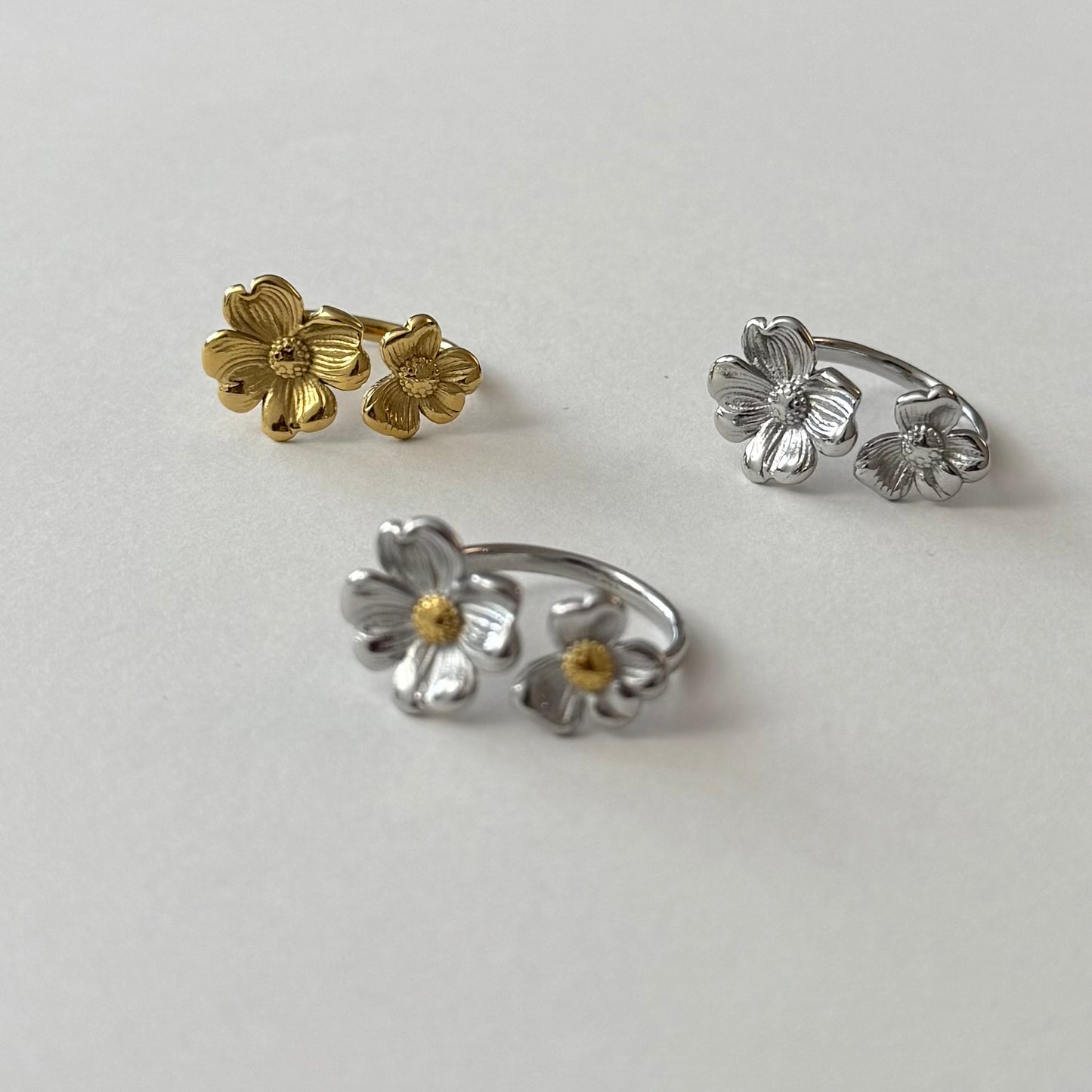 Double Fleur - doré, argent ou bicolore