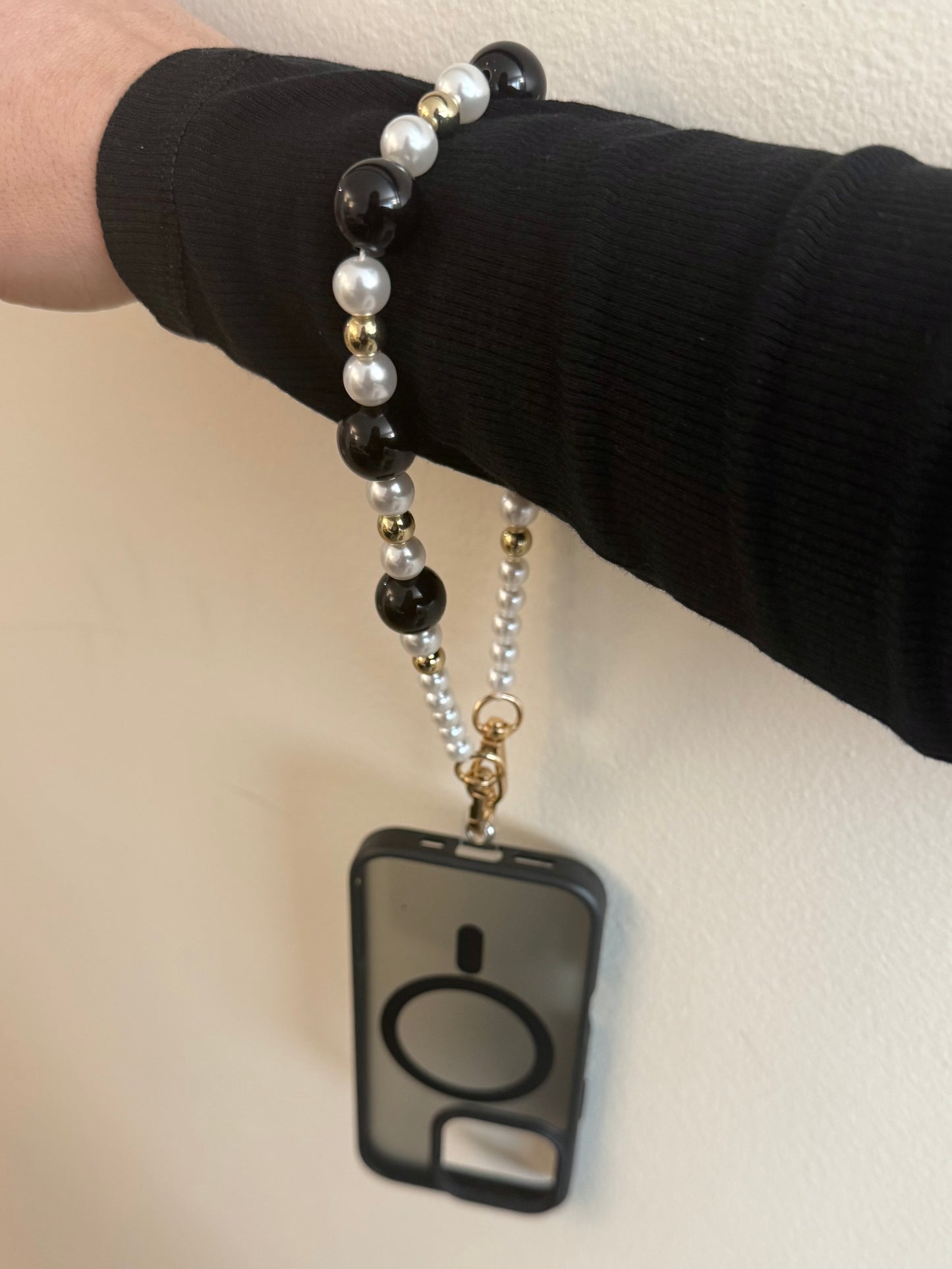 Tali noir / Bracelet de téléphone