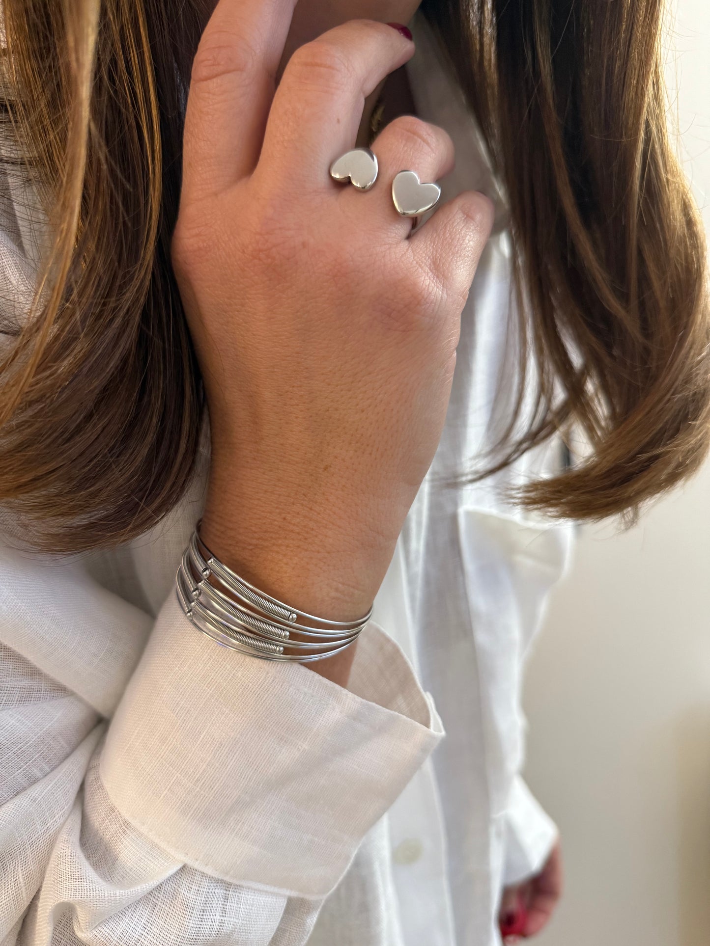 Bague Double Coeur - doré ou argent