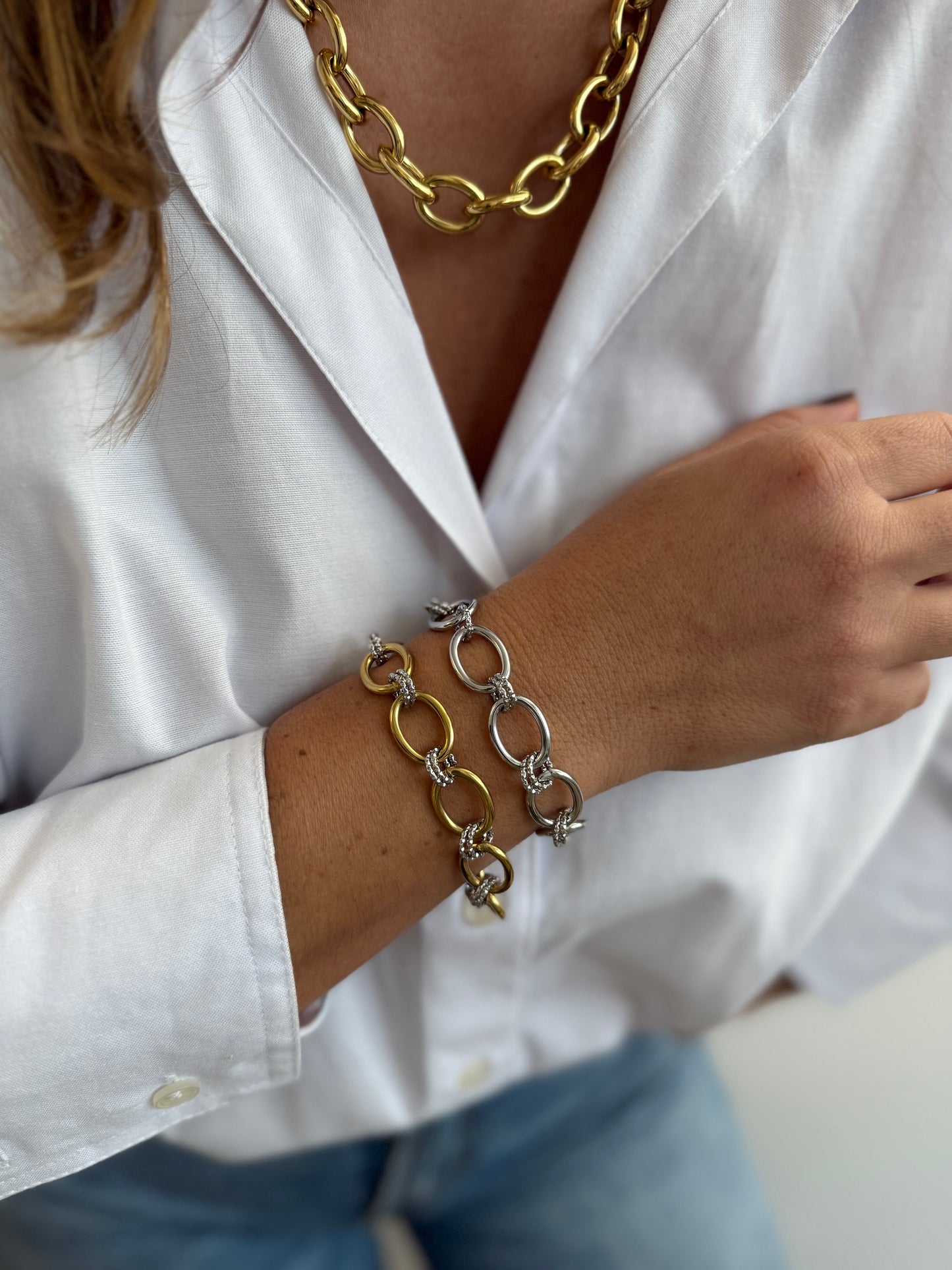 Bracelet Dinia - doré, argent ou bicolore