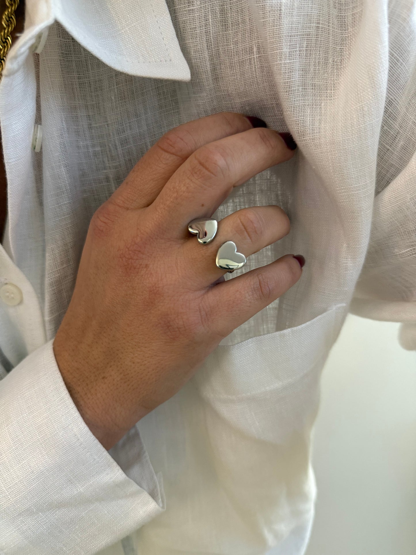 Bague Double Coeur - doré ou argent