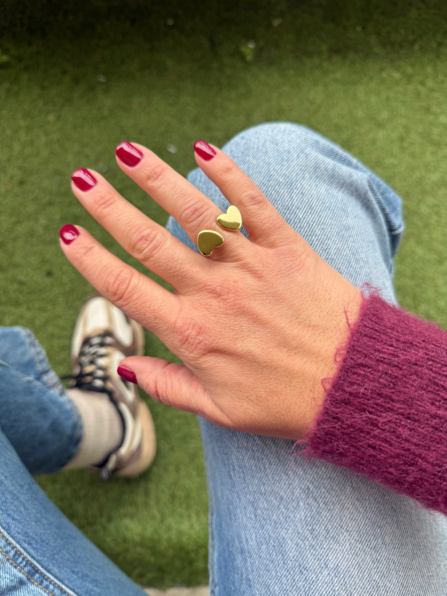 Bague Double Coeur - doré ou argent