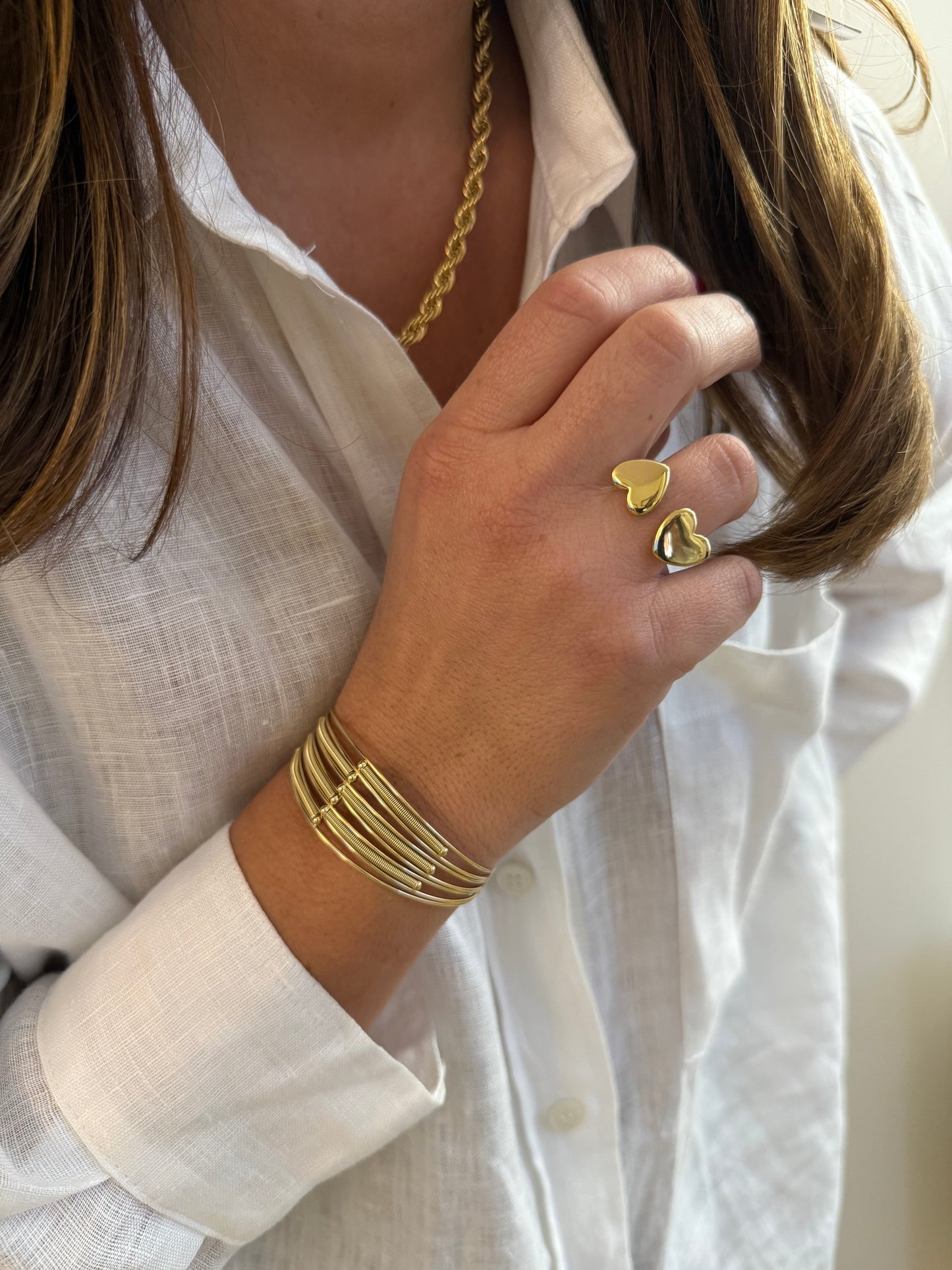 Bague Double Coeur - doré ou argent