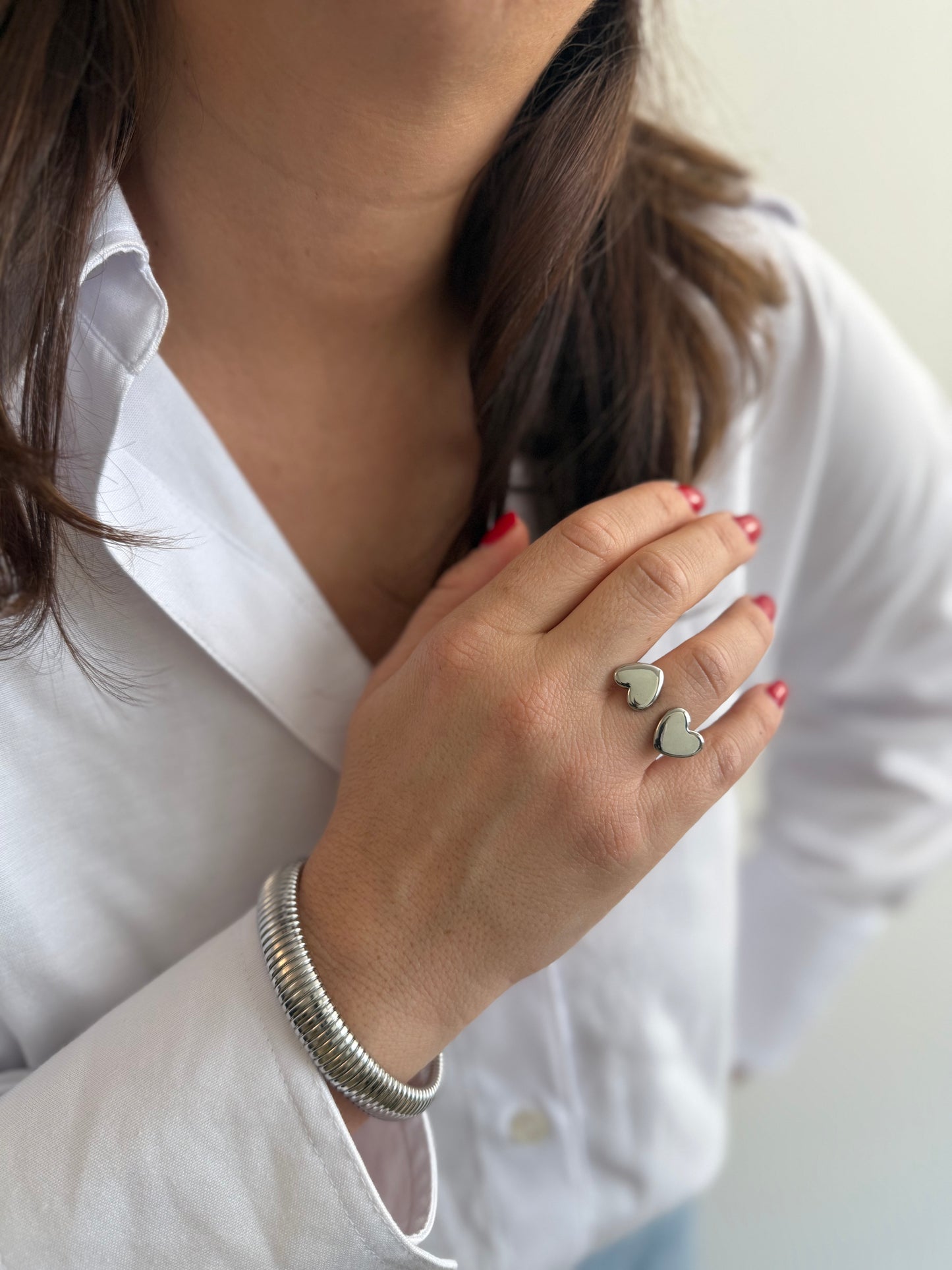 Bague Double Coeur - doré ou argent