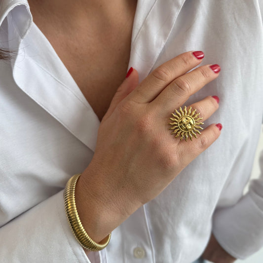 Big bague Soleil - doré ou argent