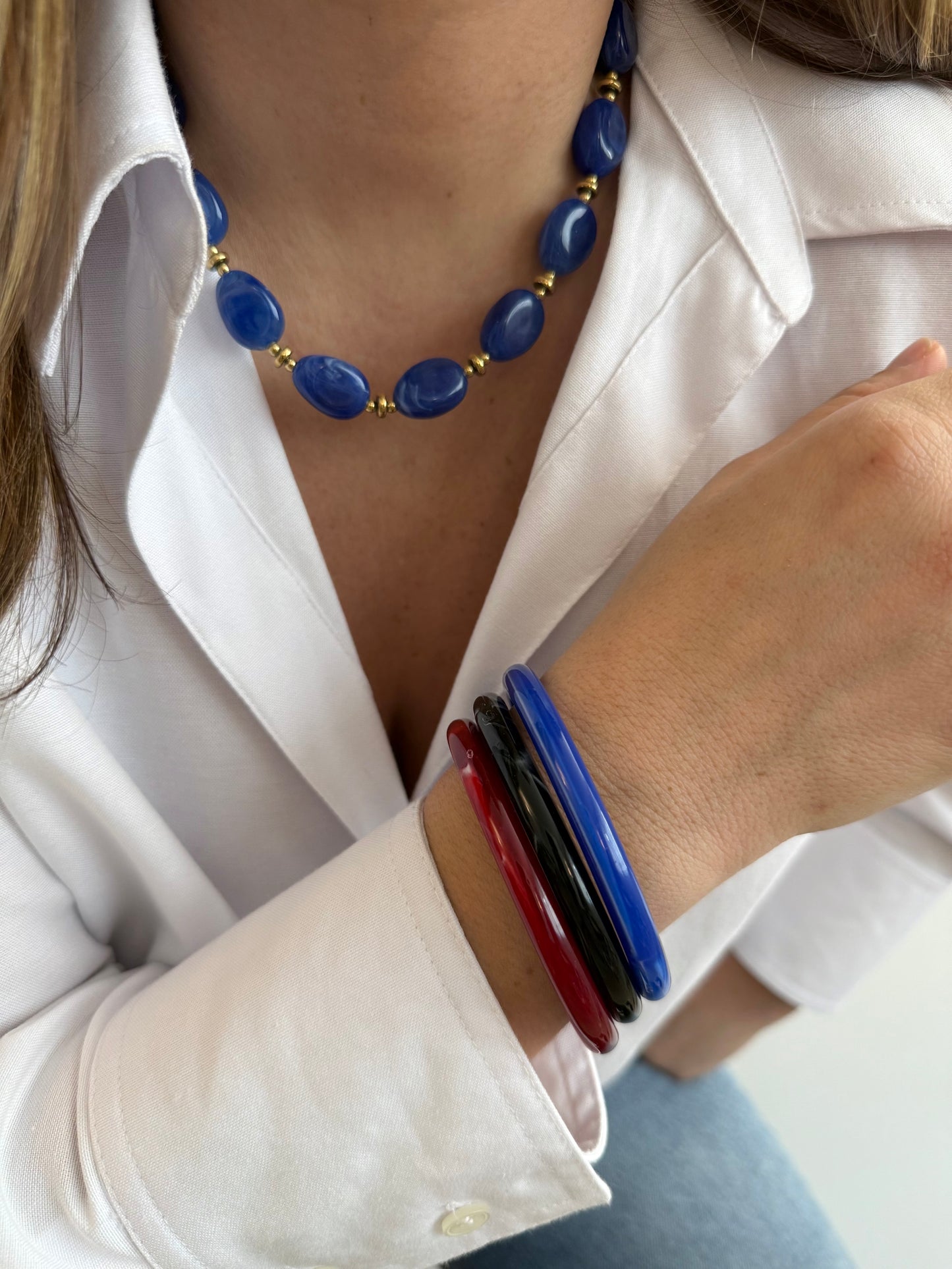 Calina - Lot de 3 Joncs Résine ( 8mm ) bordeaux, noir et bleu