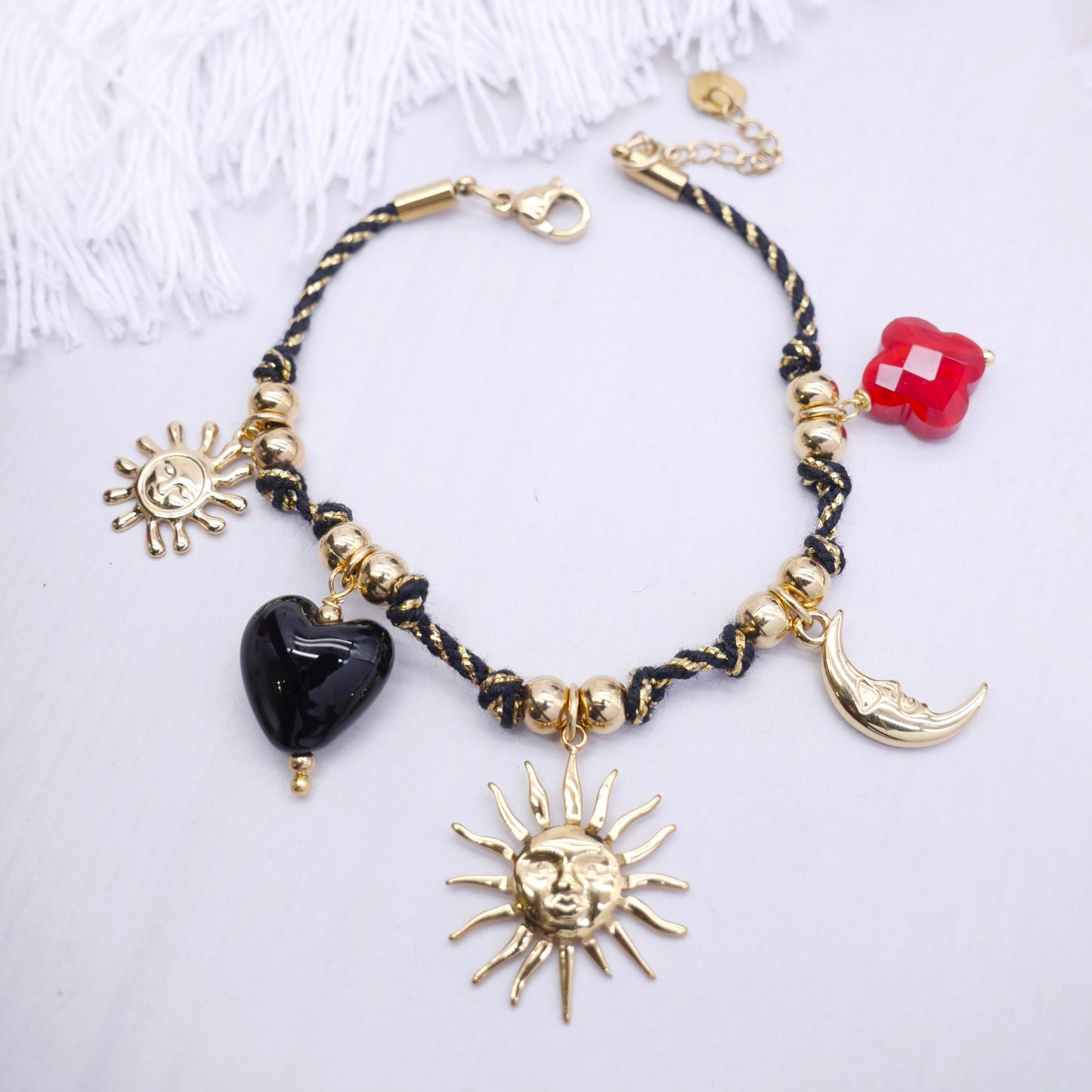 Almée - le bracelet - Multi Pampilles - beige ou noir