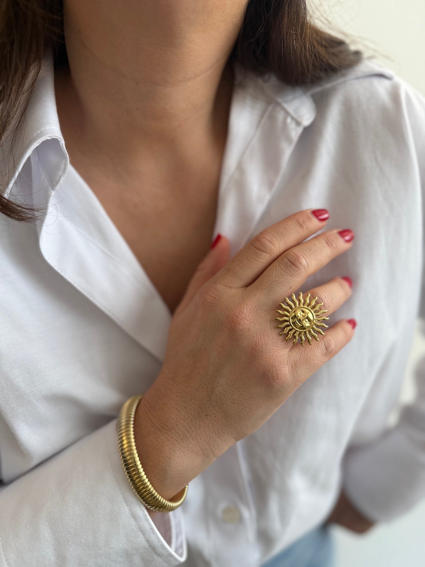 Big bague Soleil - doré ou argent