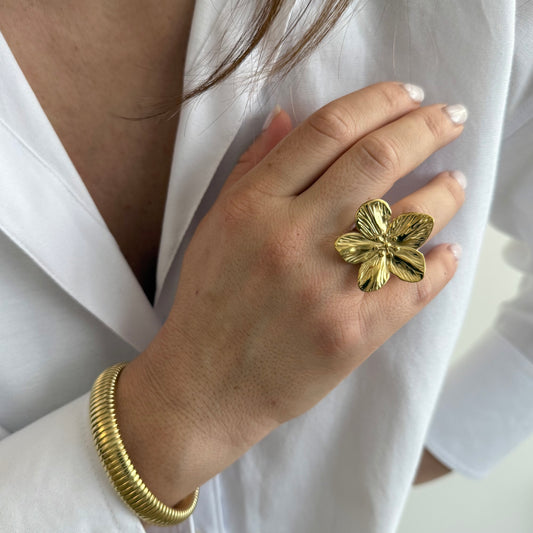 Maxi Bague Fleur - doré ou argent