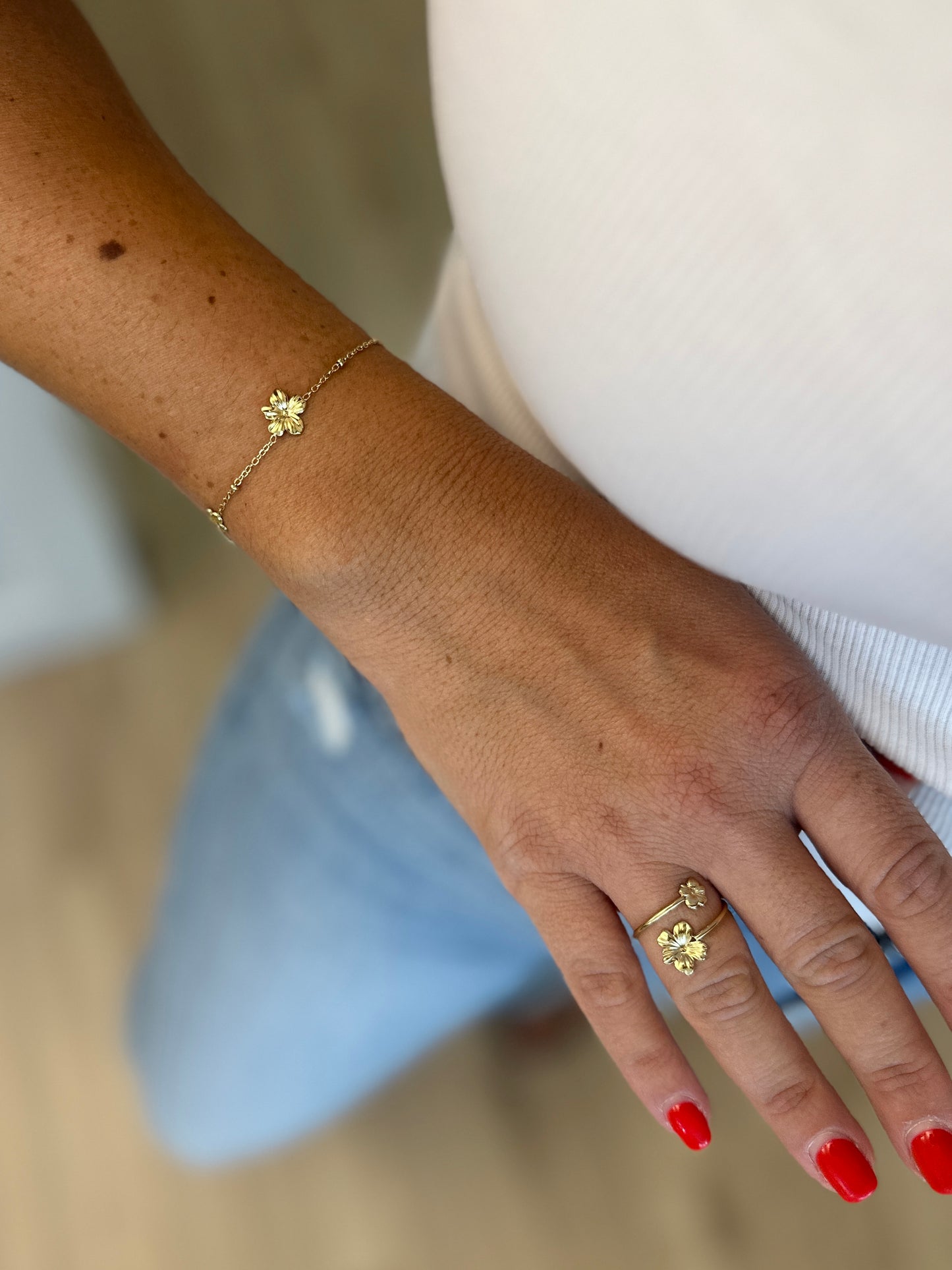 Petites Fleurs - le bracelet - doré ou argent