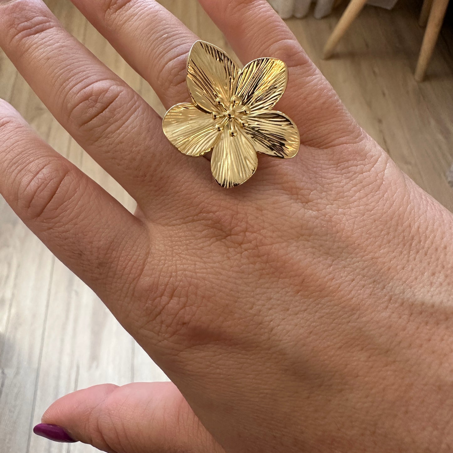 Maxi Bague Fleur - doré ou argent