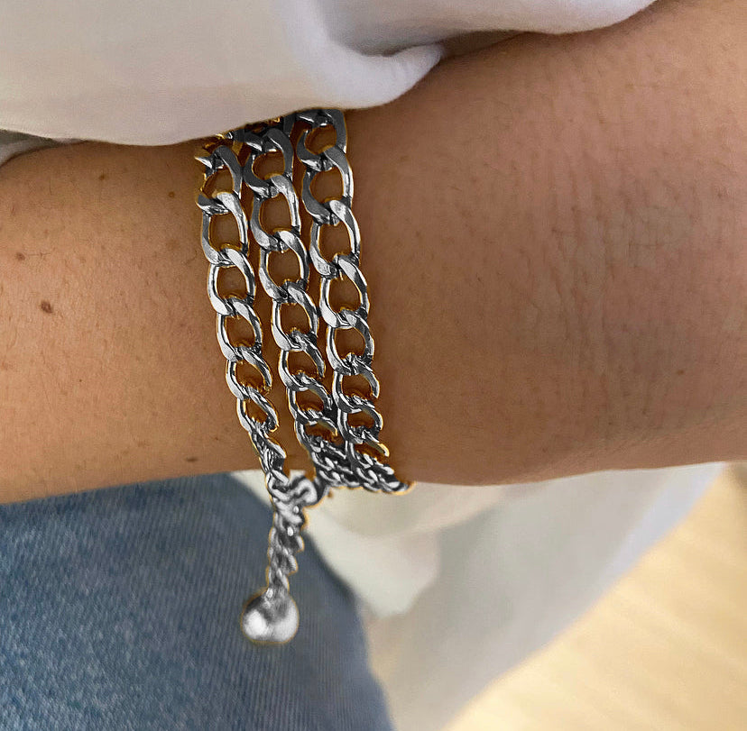 Tressia Argent / bracelet à triple tour ou collier