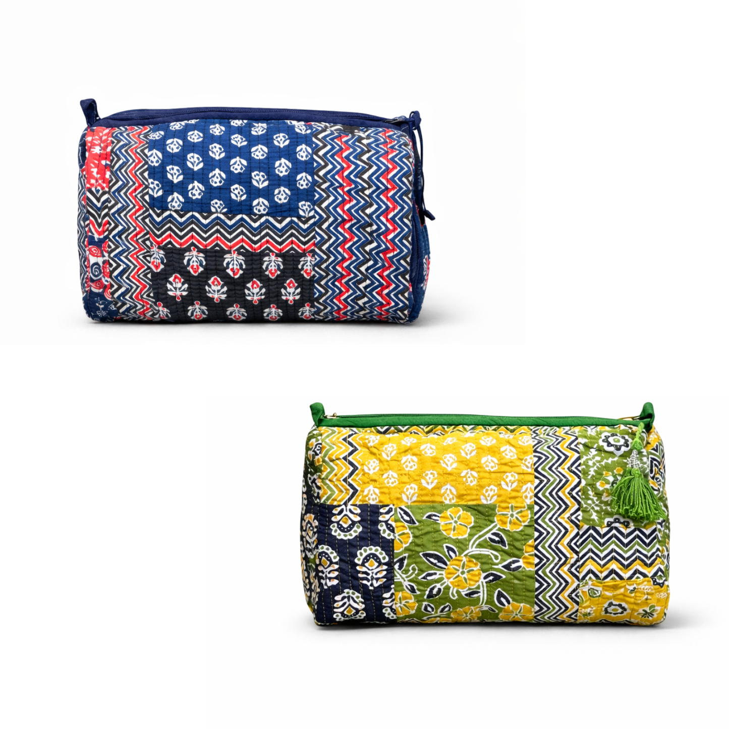 Grande Pochette en coton matelassé - Tissu Patchwork