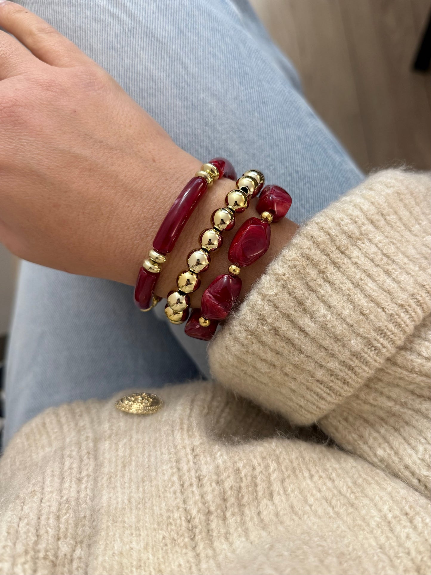 Trio de bracelets Rouge - 𝑆𝑒́𝑙𝑒𝑐𝑡𝑖𝑜𝑛 𝑠𝑝𝑒́𝑐𝑖𝑎𝑙𝑒 𝑁𝑜𝑒̈𝑙