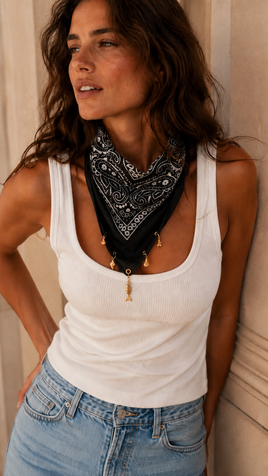 Bandana à pampilles - noir ou rose