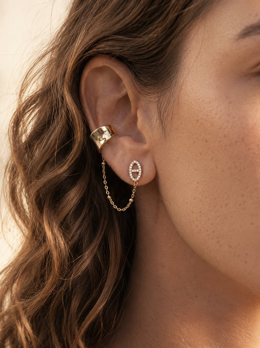 Double Boucle Earcuff Bernie - vendue à l’unité - doré ou argent