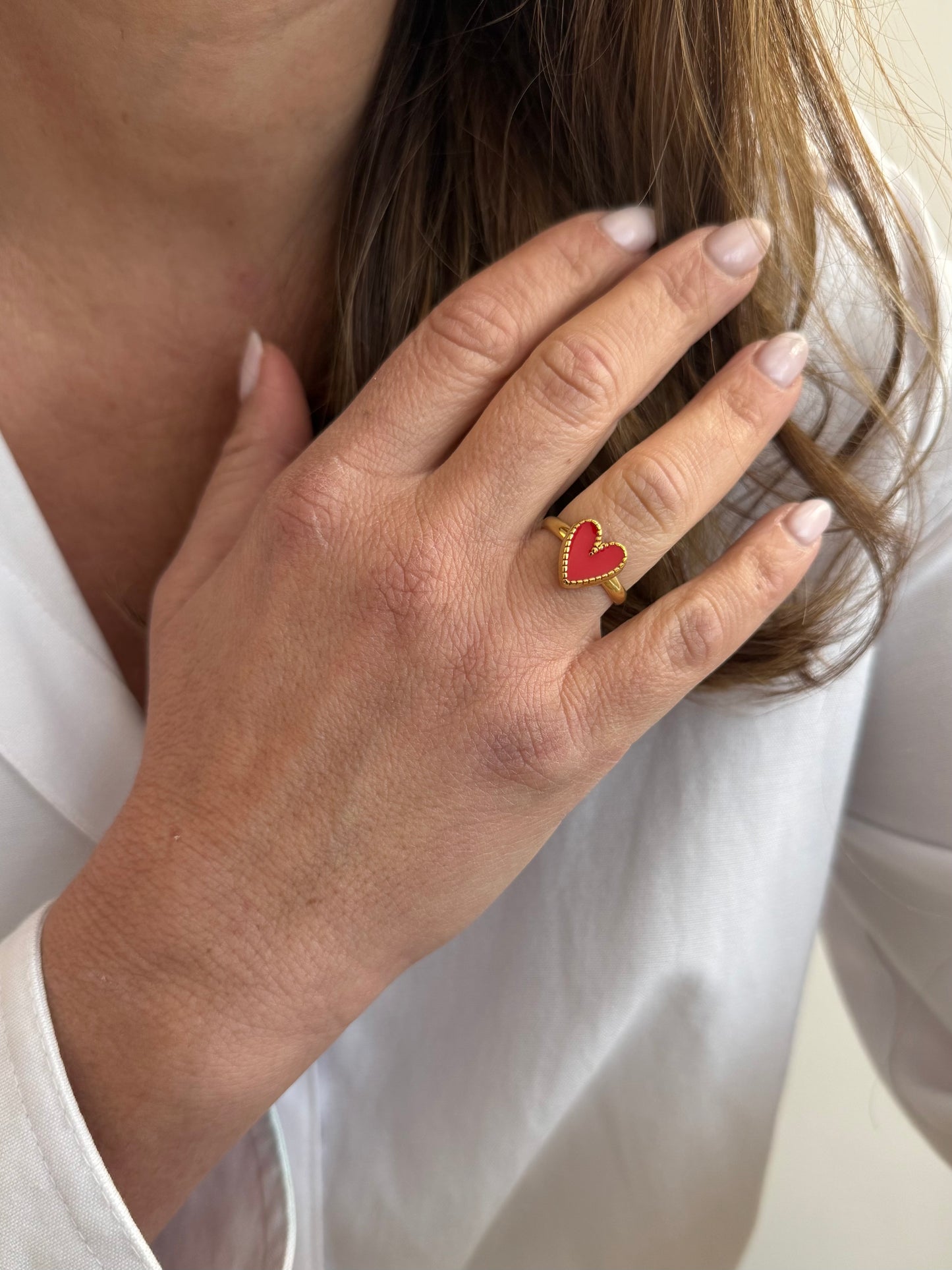 Bague Cœur coloré - rouge ou blanc