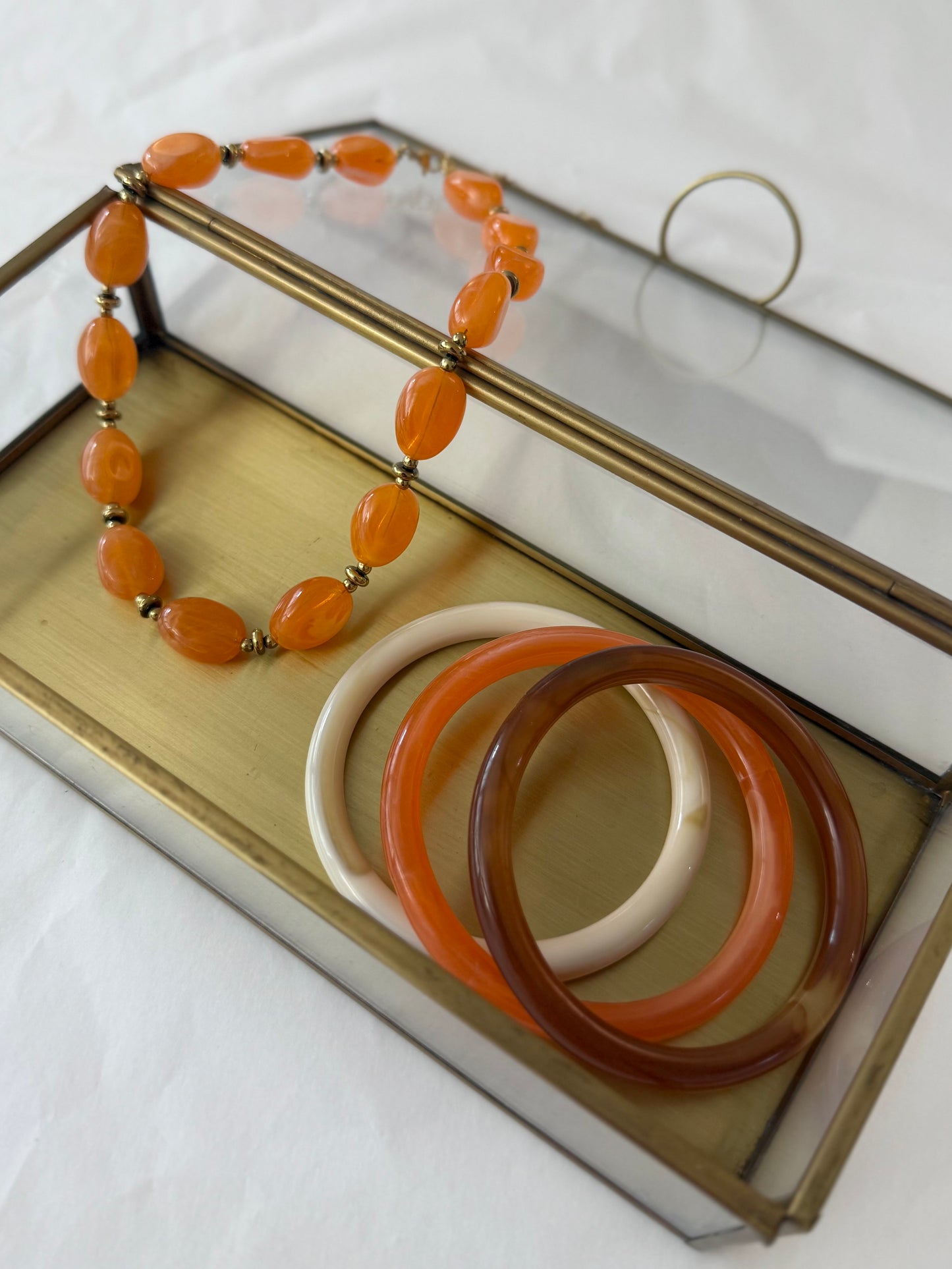 Calina - Lot de 3 Joncs Résine ( 8mm ) marron, beige et orange