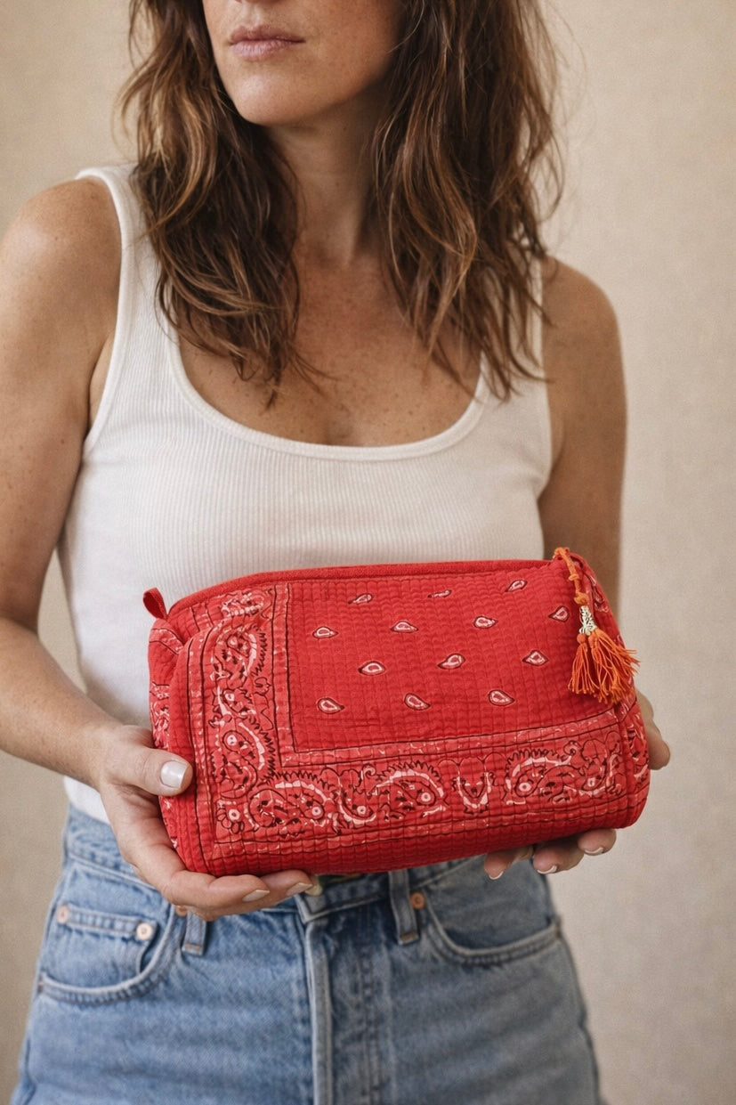 Grande Pochette en coton matelassé - Bandana - plusieurs couleurs