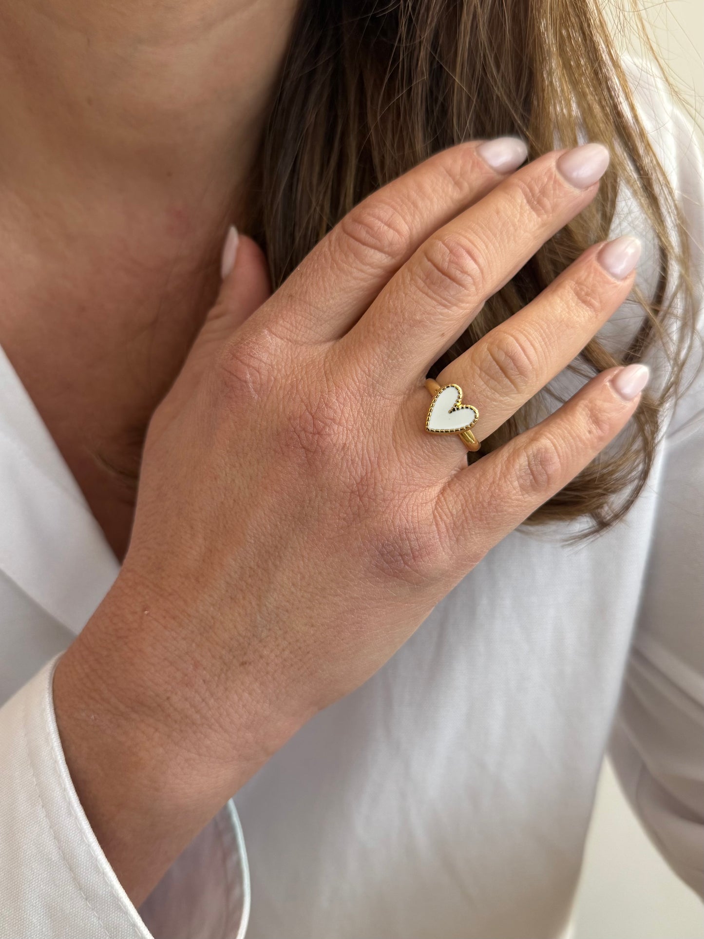 Bague Cœur coloré - rouge ou blanc