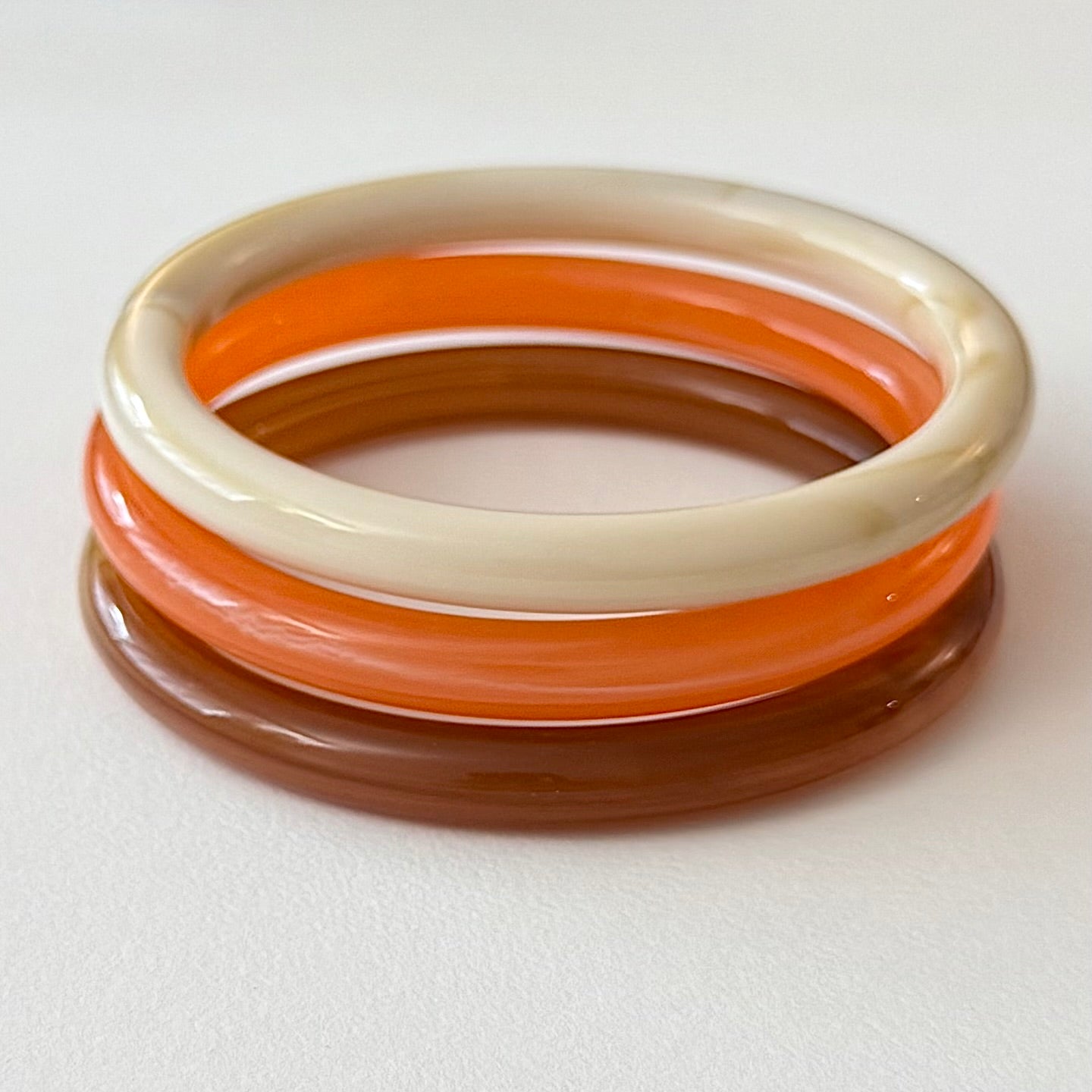 Calina - Lot de 3 Joncs Résine ( 8mm ) marron, beige et orange
