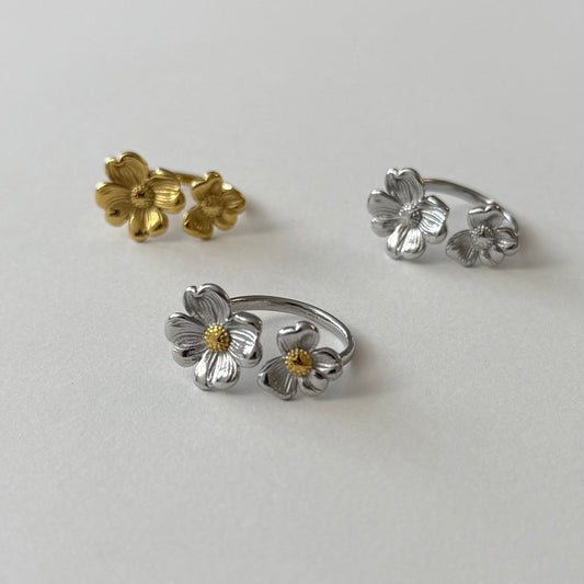 Double Fleur - doré, argent ou bicolore