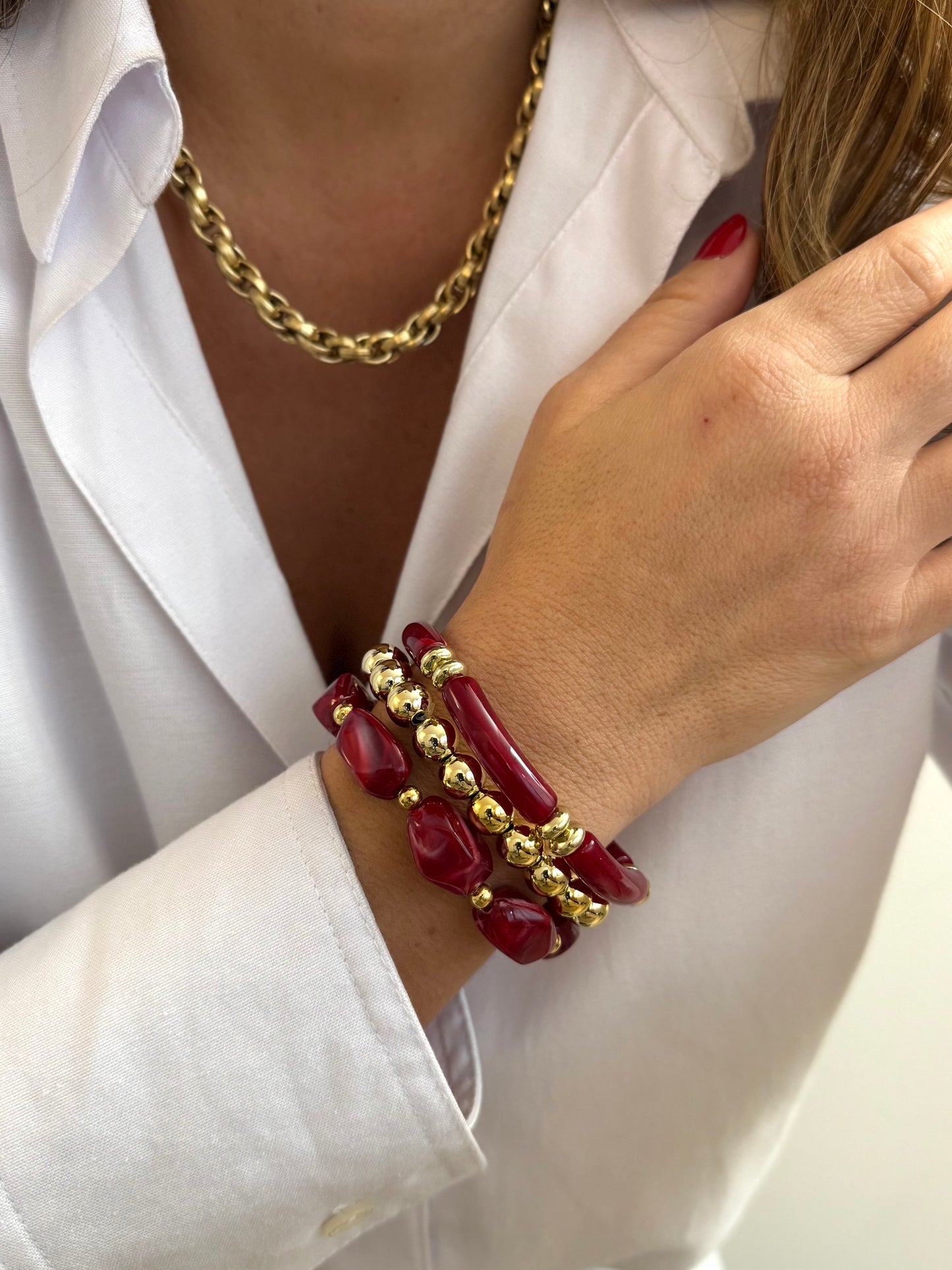 Trio de bracelets Rouge - 𝑆𝑒́𝑙𝑒𝑐𝑡𝑖𝑜𝑛 𝑠𝑝𝑒́𝑐𝑖𝑎𝑙𝑒 𝑁𝑜𝑒̈𝑙