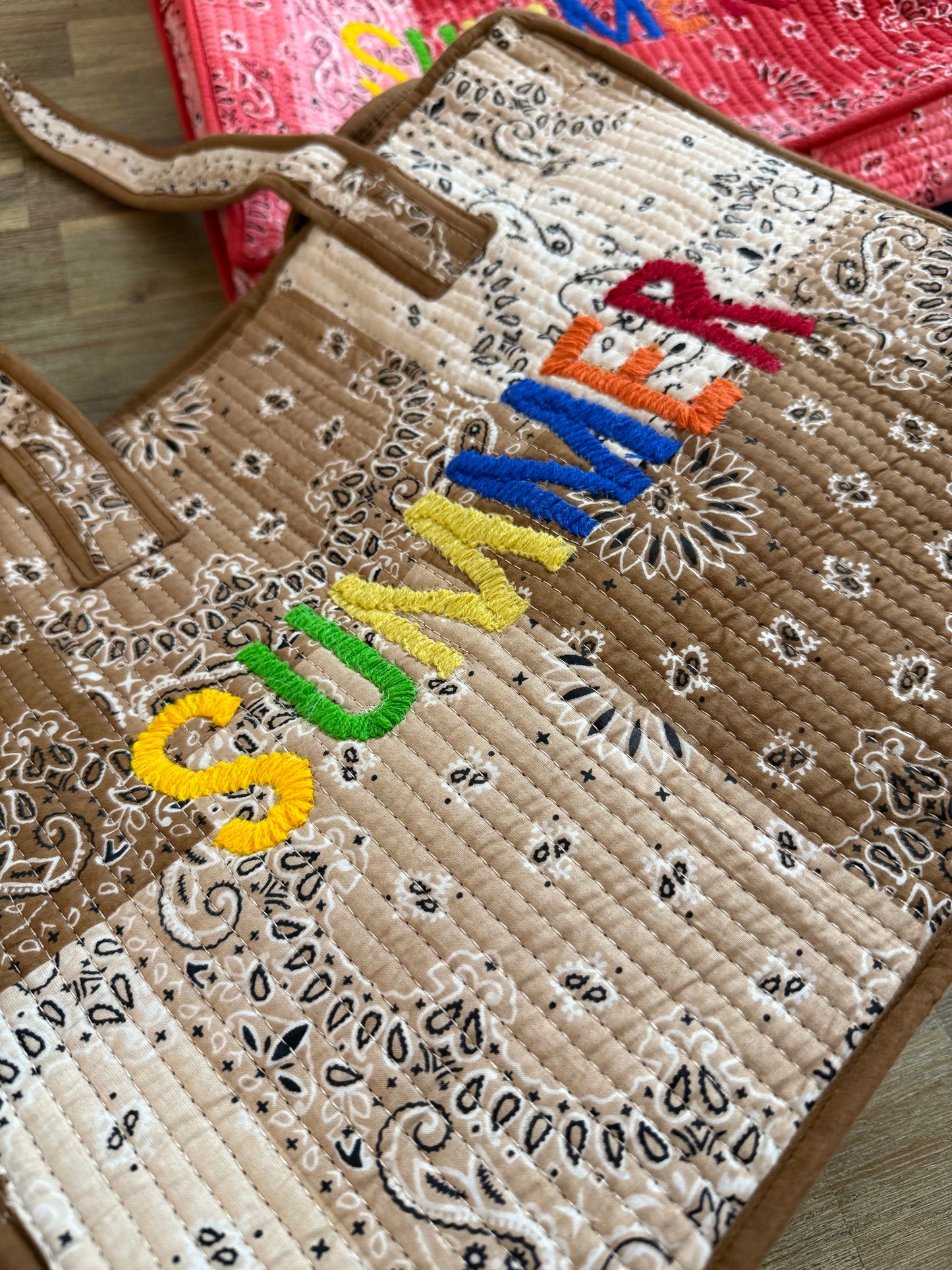 Sac cabas en coton matelassé - Summer / Tissu Bandana Beige