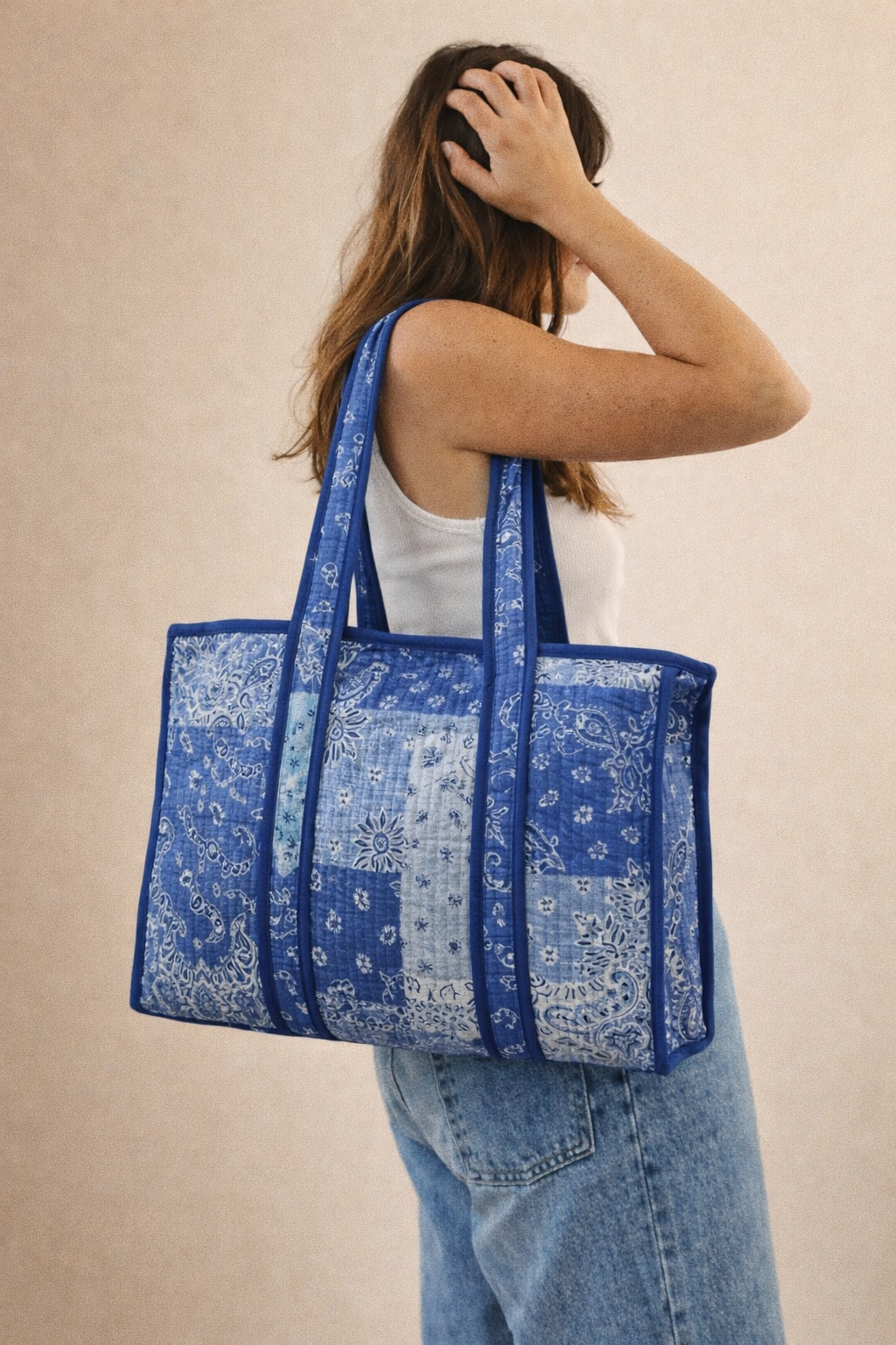 Sac cabas en coton matelassé - Bandana Patchwork