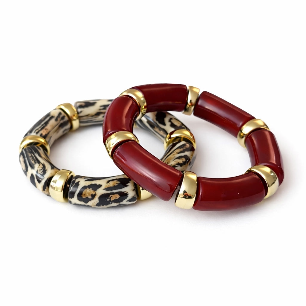 Gemini - Bordeaux - lot de 2 bracelets