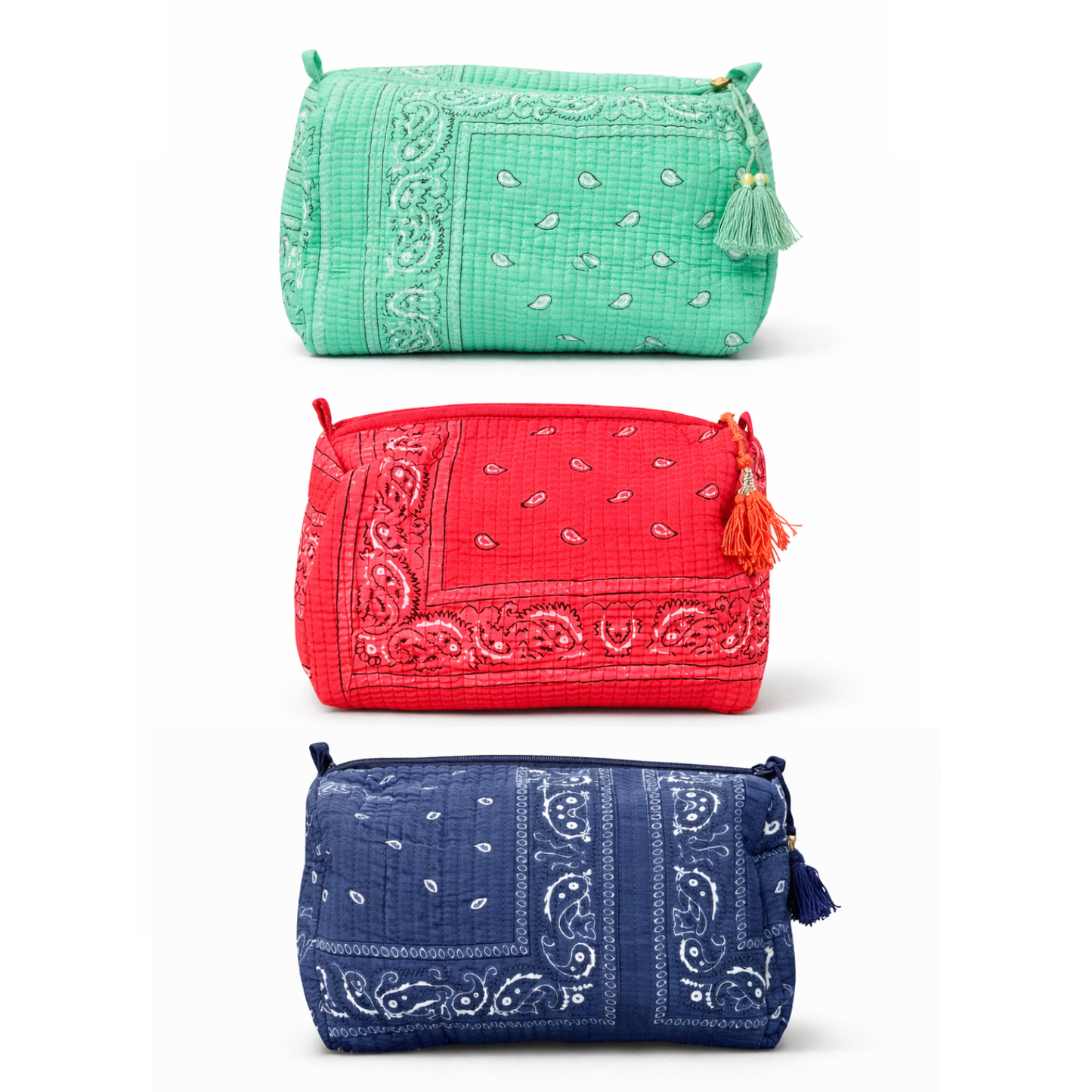Grande Pochette en coton matelassé - Bandana - plusieurs couleurs