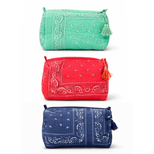 Grande Pochette en coton matelassé - Bandana - plusieurs couleurs