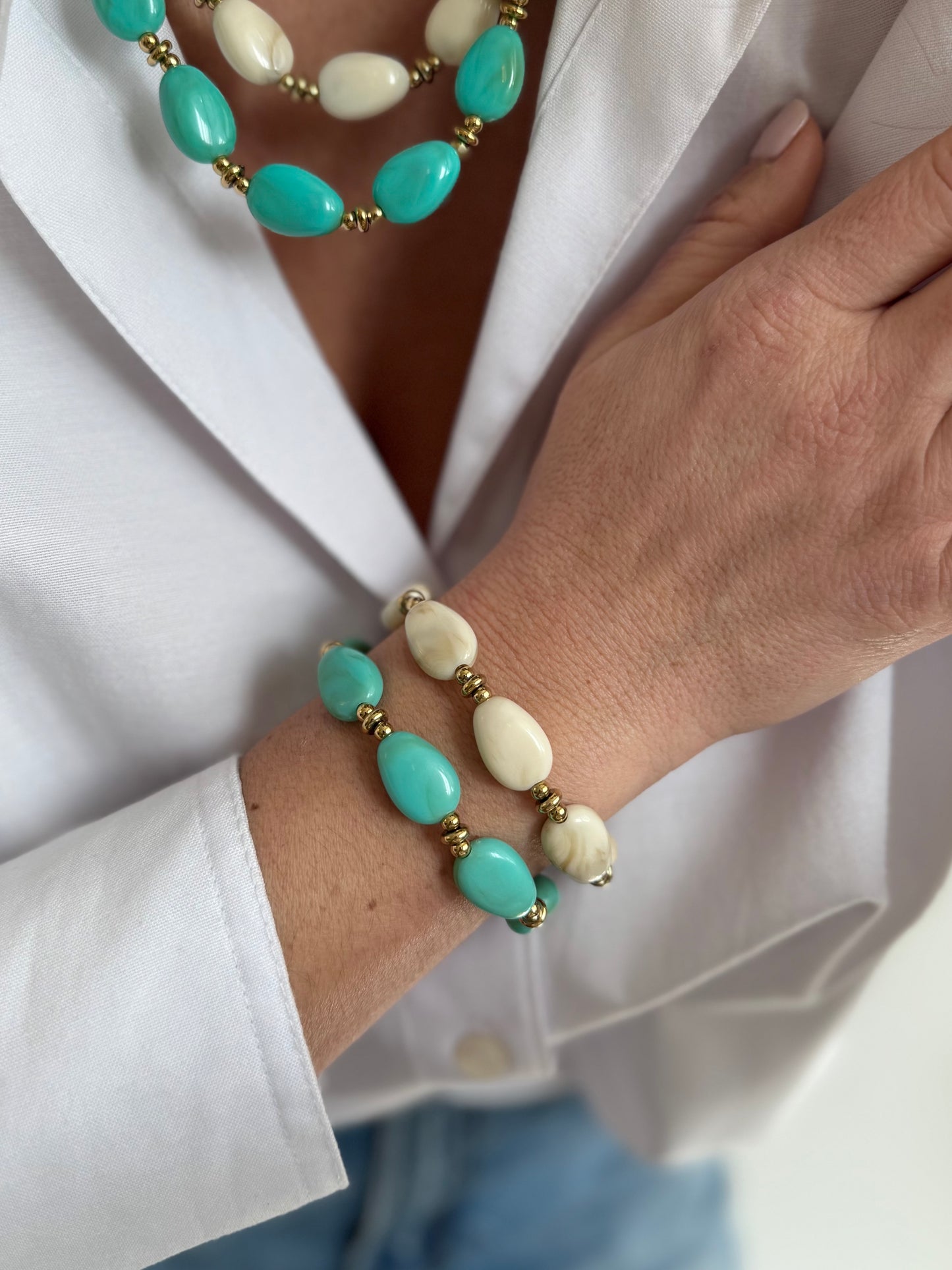 Jade - le bracelet - beige ou turquoise