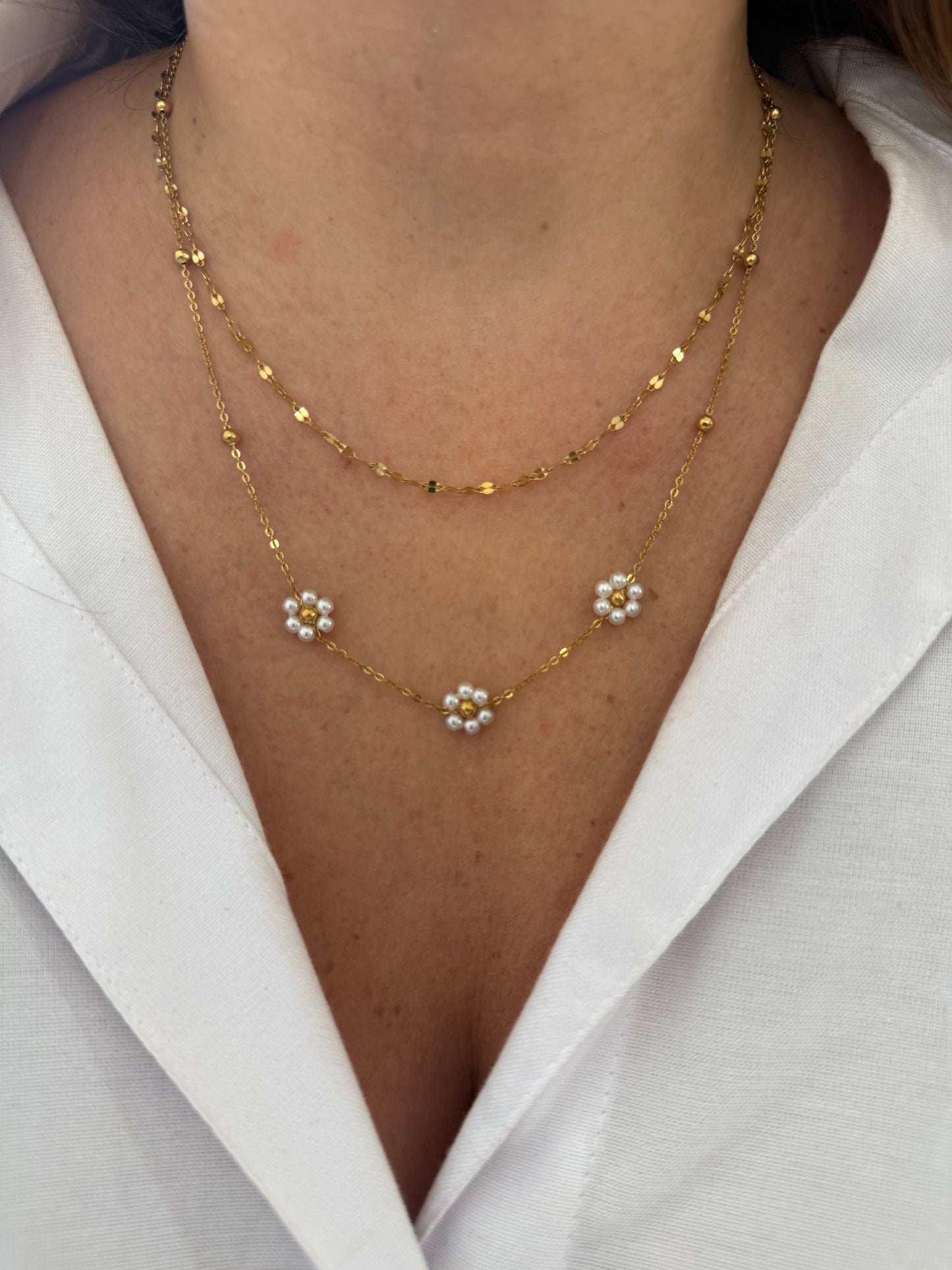 Les petites fleurs  - double rang - doré ou argent