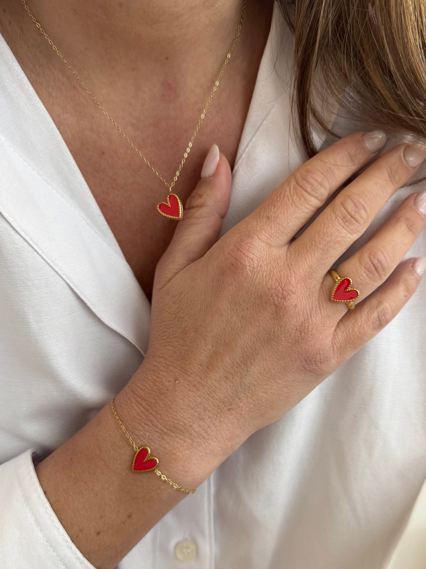 Bague Cœur coloré - rouge ou blanc