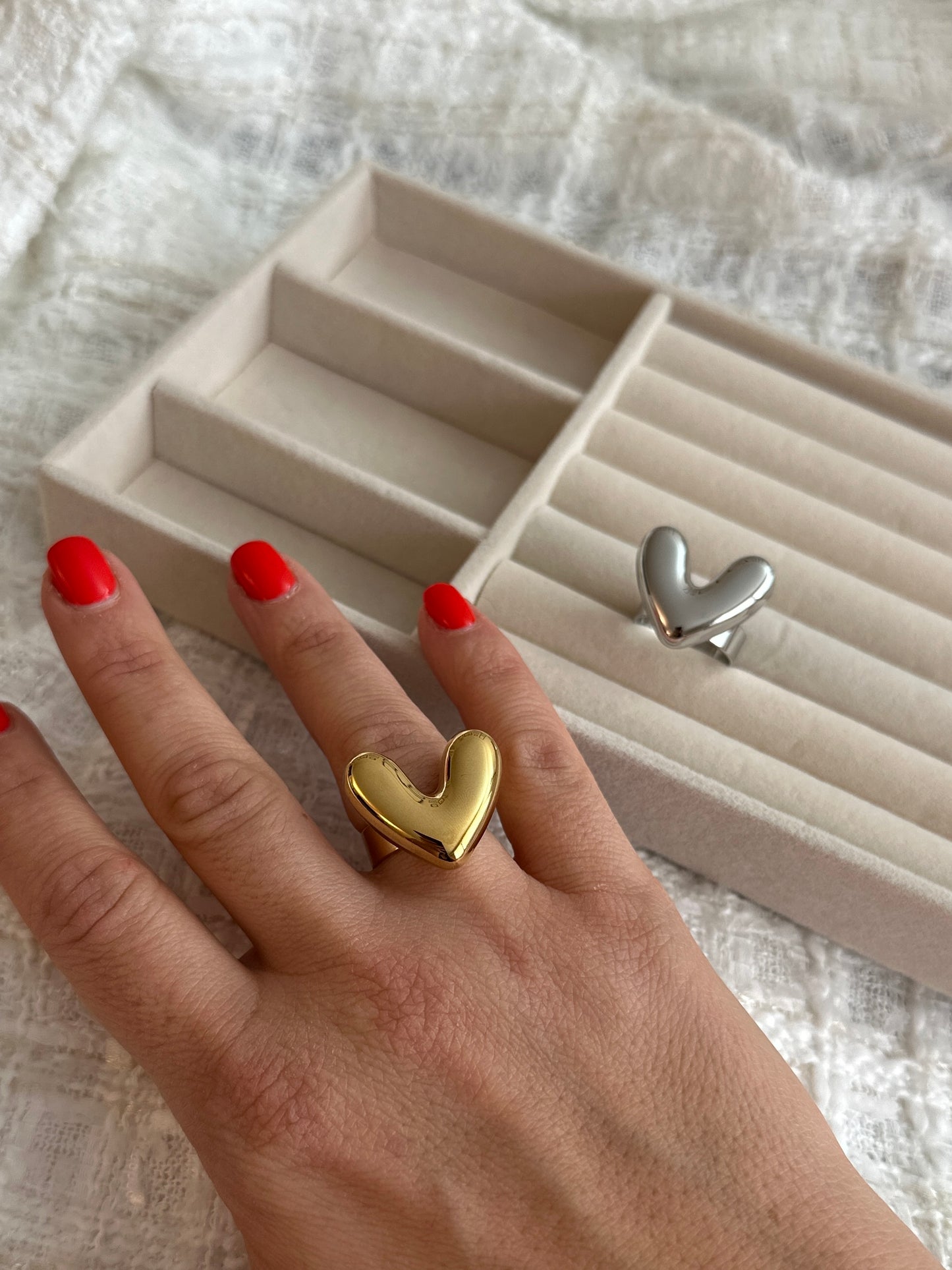 Bague Big Heart - doré ou argent