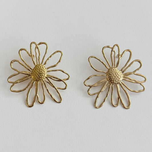 Boucles Big Flower - doré ou argent