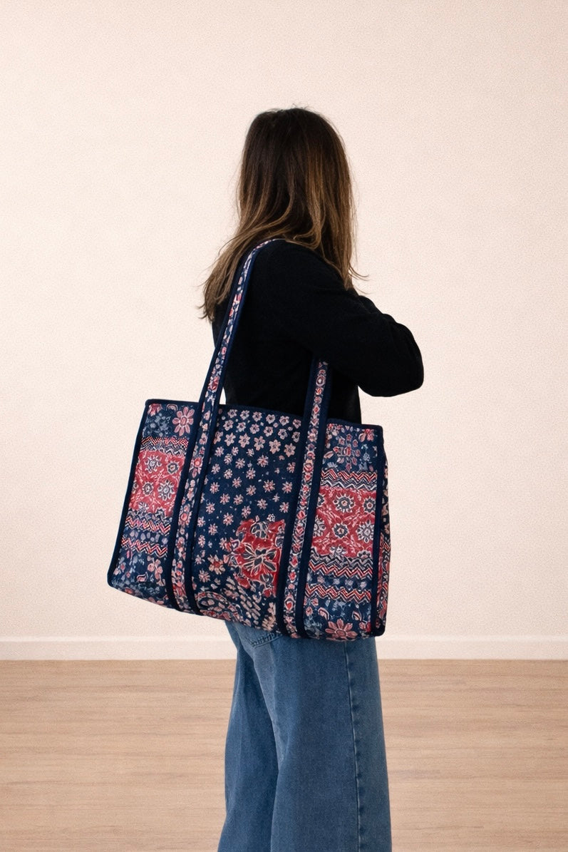Sac cabas en coton matelassé - Tissu Patchwork
