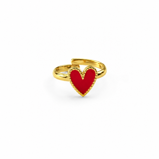 Bague Cœur coloré - rouge ou blanc