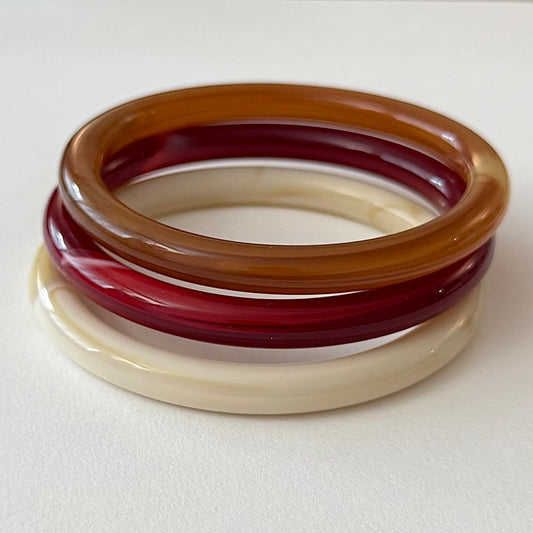 Calina - Lot de 3 Joncs Résine ( 8mm ) marron, bordeaux et beige