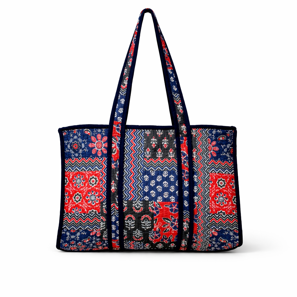 Sac cabas en coton matelassé - Tissu Patchwork