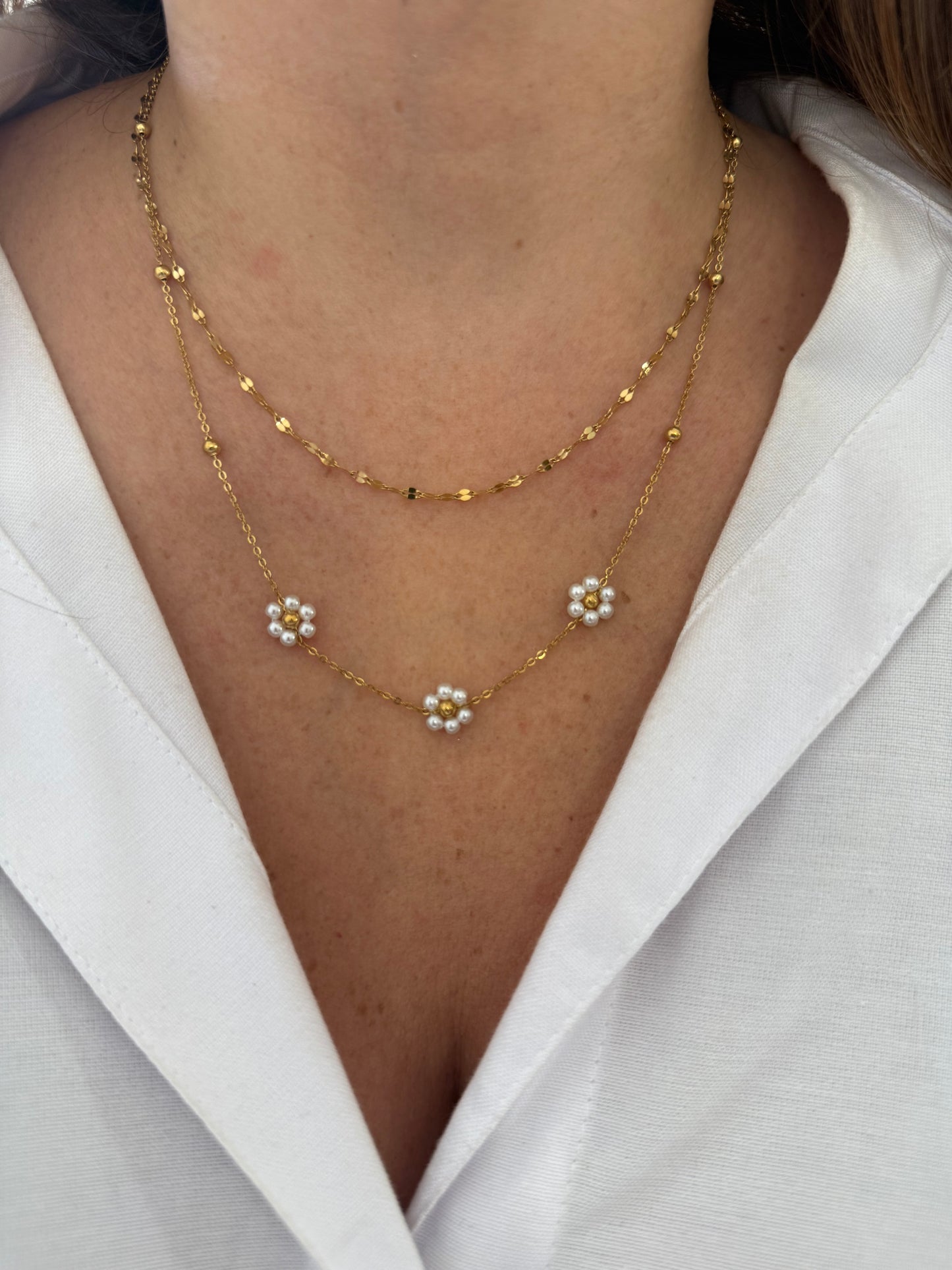 Les petites fleurs  - double rang - doré ou argent